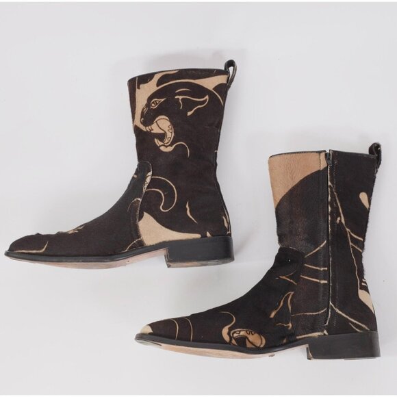 Valentino Other - Y2K Valentino Mens 42 US 9 boots tiger face calk skin fur